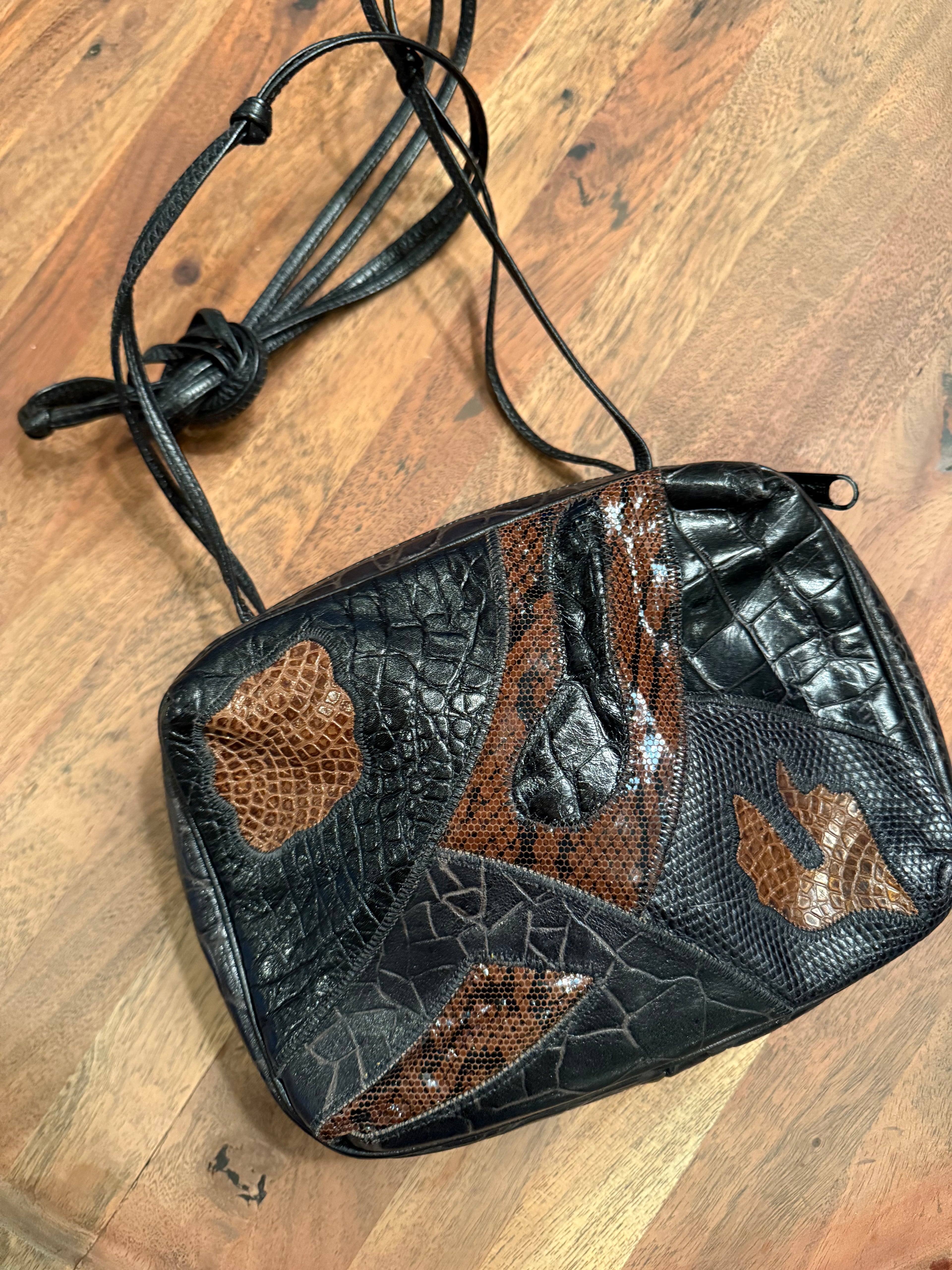 Leather and snakeskin vintage Sharif bag