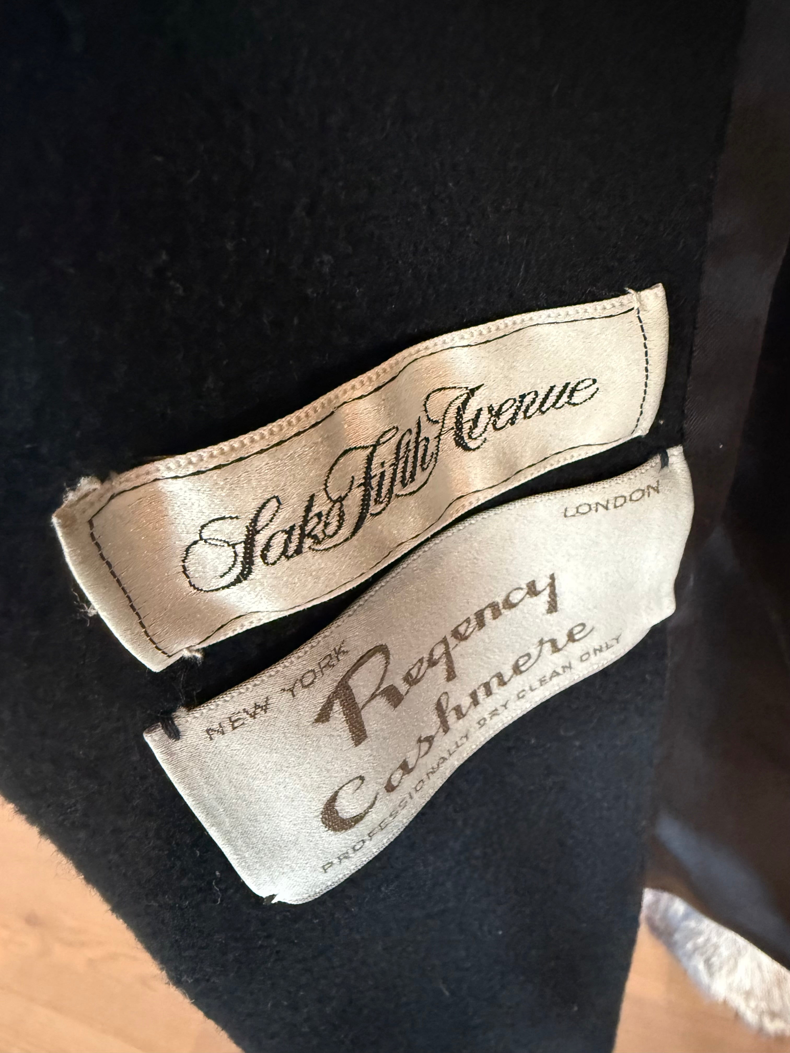 Black Regency Cashmere and Fox Fur Belted Jacket for Saks Fifth Ave